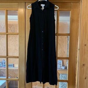 Women’s Jones New York Black Collared Button Front Midi Sleeveless Dress 4P